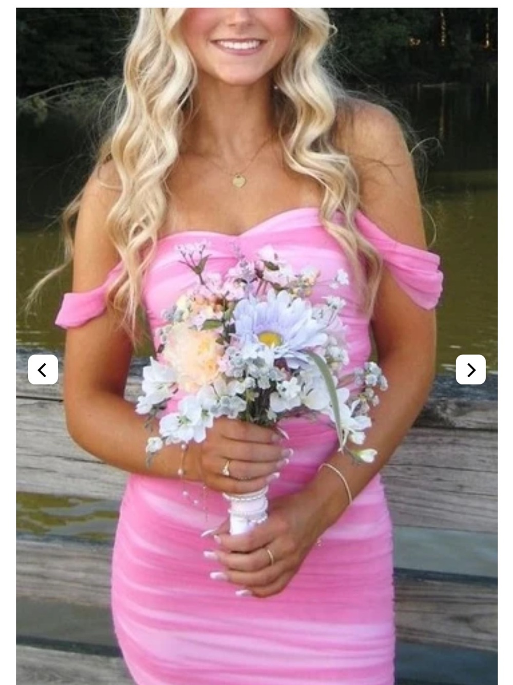 NWT Pink Off-Shoulder Sweetheart Pleats Tight Party Homecoming Dress